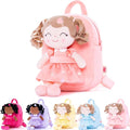 Gloveleya Back to School Gifts for GirlsToddler Backpack Baby Girl Gift Plush Bag Diaper Bag with Spring Girl Doll Curly Hair Girl Toys with Love Orange 9 Inches