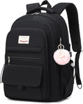 Laptop Backpack 15.6 Inch College Backpacks for Women, School Backpack for Girls,Students Aesthetic Anti Theft Travel Daypack Large Bookbags Middle High School Back Pack(Black)