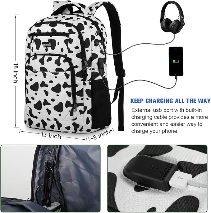 Paude Backpack School,Milk Backpack Laptop,Bookbag for Teens 15.6 Inch College Back pack for University Business Work Travel