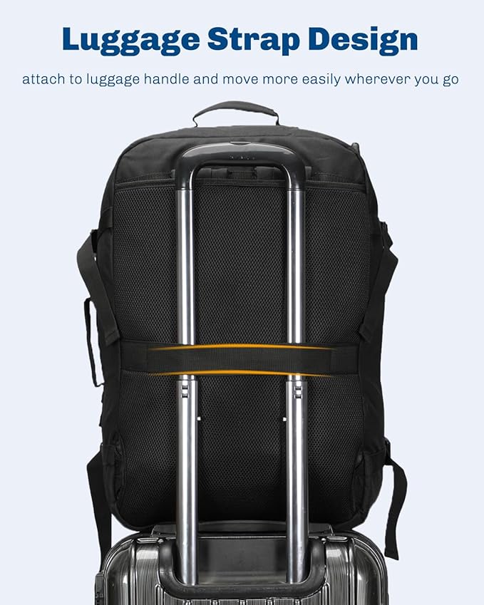 Hynes Eagle Carry on Backpack 38L Large Travel Backpack for Women Flight Approved Weekender Bag Laptop Backpack Men 15 inches Black 2023