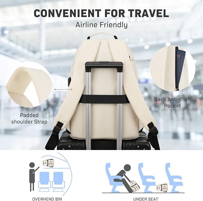 School Backpack for Women, 15.6 Inch Laptop Bookbag for Teen Girls Students College Backpacks with USB Charging Port for Business Work Travel Trip