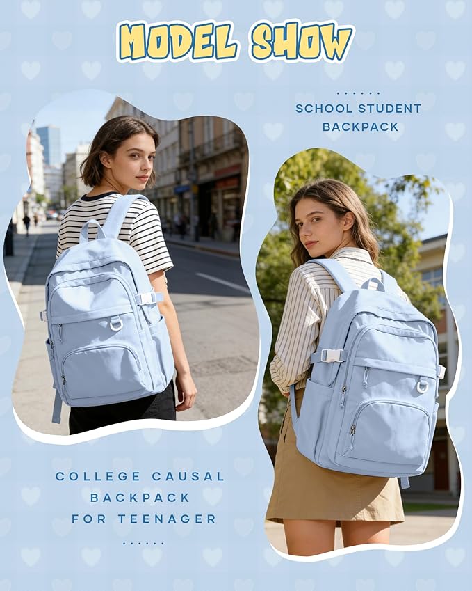 Lightweight Backpack for College & High School Backpack With Lots of Pockets Cute School Bag for Girls Boys, Large Capacity Bookbag for Women Men, Waterproof Teens Casual Daypack Backpack(Blue)