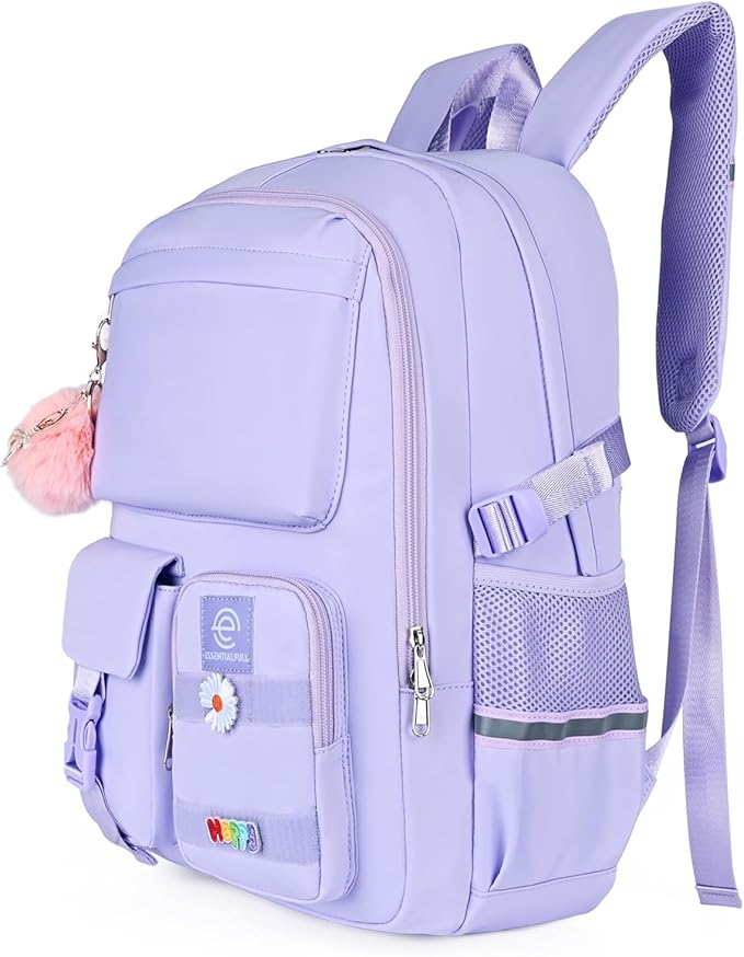 School Backpack for Girls & Women, Bookbag for Middle School & College, Large Travel Daypack for Laptop (Purple)