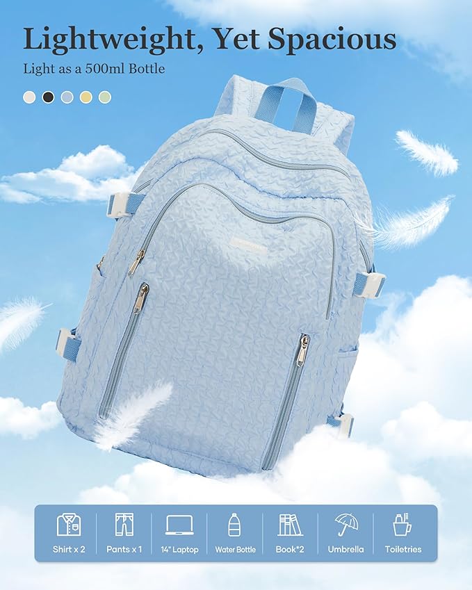 weradar Lightweight Middle School Bag For Teens Girls Boys,Kawaii Backpack For College Students,Aesthetic Bookbag For Women,Cute School Backpack For Women Casual Daypack(Blue)
