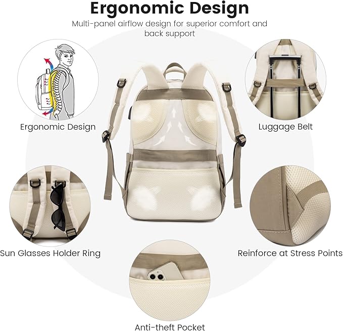 LOVEVOOK School Backpack for Women Classic Backpack with 17.3" Laptop Compartment Lightweight Bookbag for College Work High School