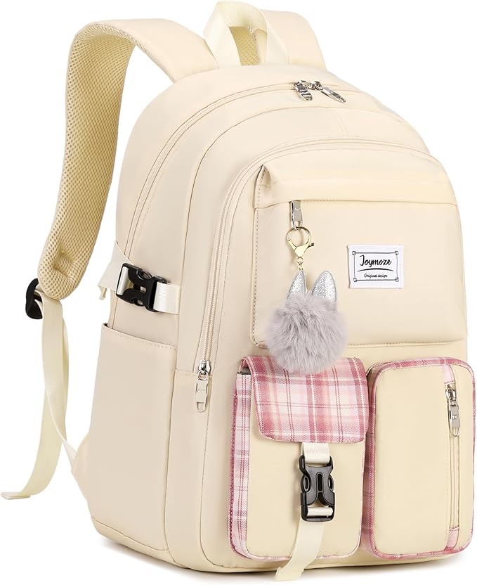 Joymoze Women Fashion Travel Backpack Set Roomy Laptop Rucksack Set Casual Daypack for Girl Ivory