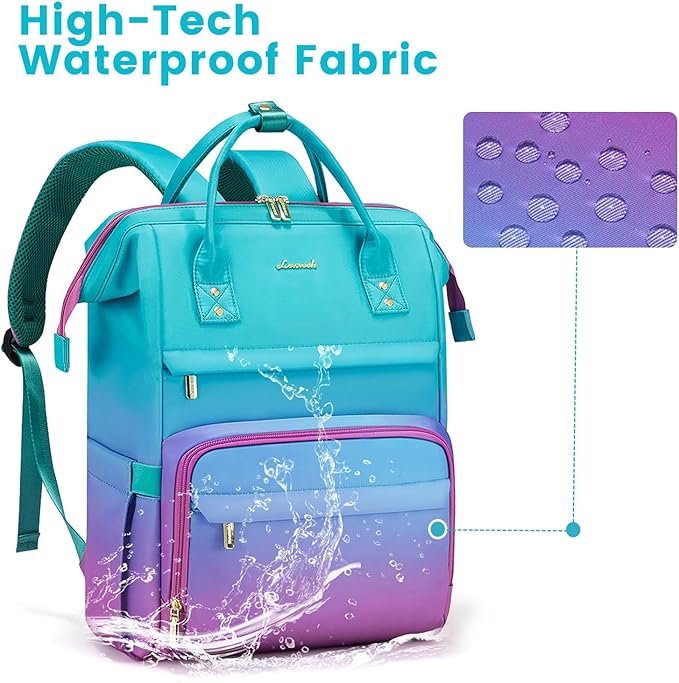 LOVEVOOK Gradient Laptop Backpack for Women,17.3 Inch Work Computer Bakcpack Purse Laptop Bag With Anti-Theft Pocket,Waterproof Carry on Teacher College Backpack for Travel,Green-Red