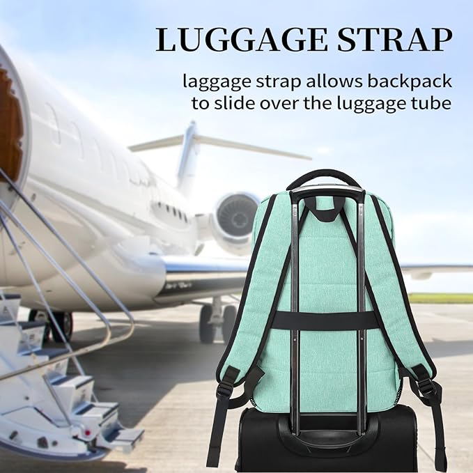 Della Gao Travel Laptop Backpack, Anti Theft Backpack for Men and Women with USB Slit Business Computer Backpack Bag (Green, 15.6 Inch)