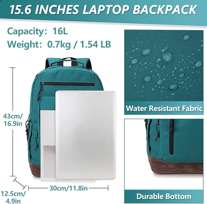 Backpack for Men Women,Vonxury Water-resistant 15.6 Inch Laptop Bookbag for School Work Travel