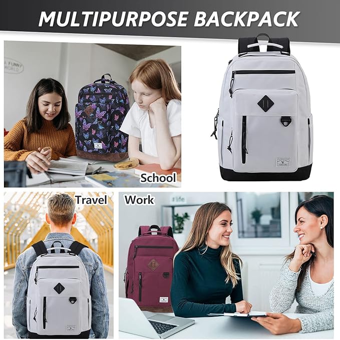 VX VONXURY Backpack for Men Women,Lightweight Girls Boys Bookbag with Mulitiple Pockets,Classical Water Resistant School Daypack