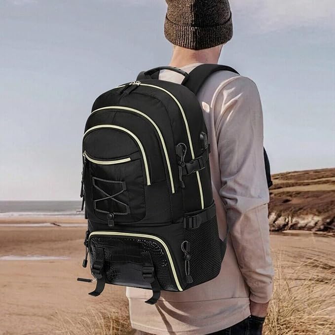 GAEKEAO Travel Backpack For Women Men Airline Approved 16 Inch Carry On Backpack with USB Charging Port Lightweight Casual Daypack for Hiking Business College Black