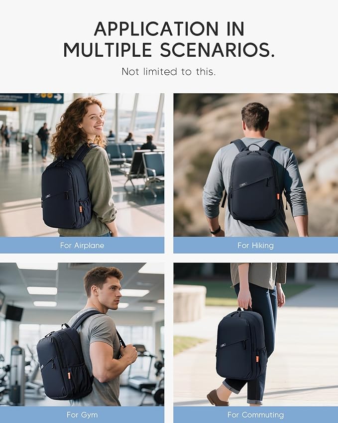 40x30x15cm Personal Item Bag Travel Backpack Carry On Flight Approved with Anti-Theft Pocket Water-resistant Casual Daypack for Weekender Business Hiking,Black