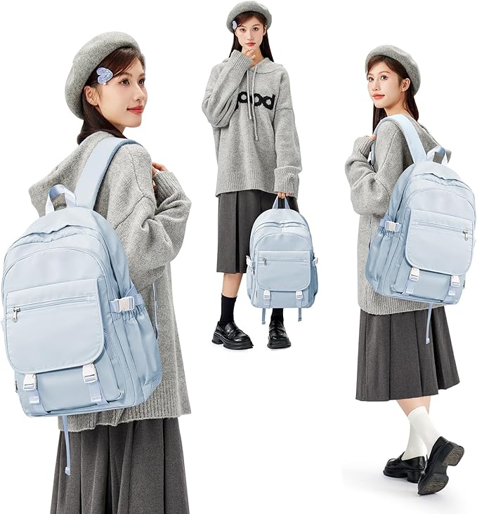 Lightweight Waterproof Backpack for Women Men Large Capacity College School Bag with Luggage Straps Multiple Pockets Durable High School Bookbag, Casual Daypacks for Students Girls Boys(Blue)