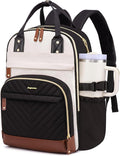 Laptop Backpack for Women Travel Backpacks - 15.6 Inch Laptop Computer Bag with Pouch Pocket Large Capacity Cup Purse Work Business Back pack College Teacher Bags Beige Black Brown