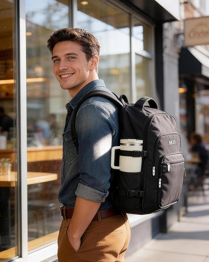Travel Backpack for Women & Men, Large Carry On Personal Item Bag Airline Approved, Waterproof Traveling Overnight Bags, Gifts Laptop Backpack for Travelers College-Students Commuters (Black)