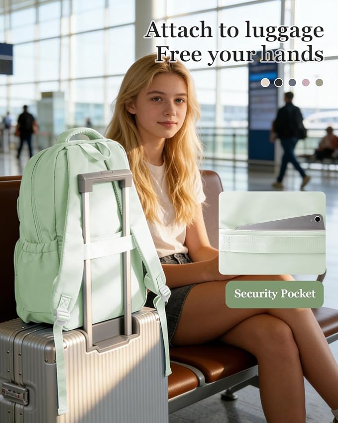 School Backpack for Women Men Cute Backpack for College Students Lightweight High School bag for Teens Girls Boys Waterproof Casual Daypacks Bookbag（MintGreen）