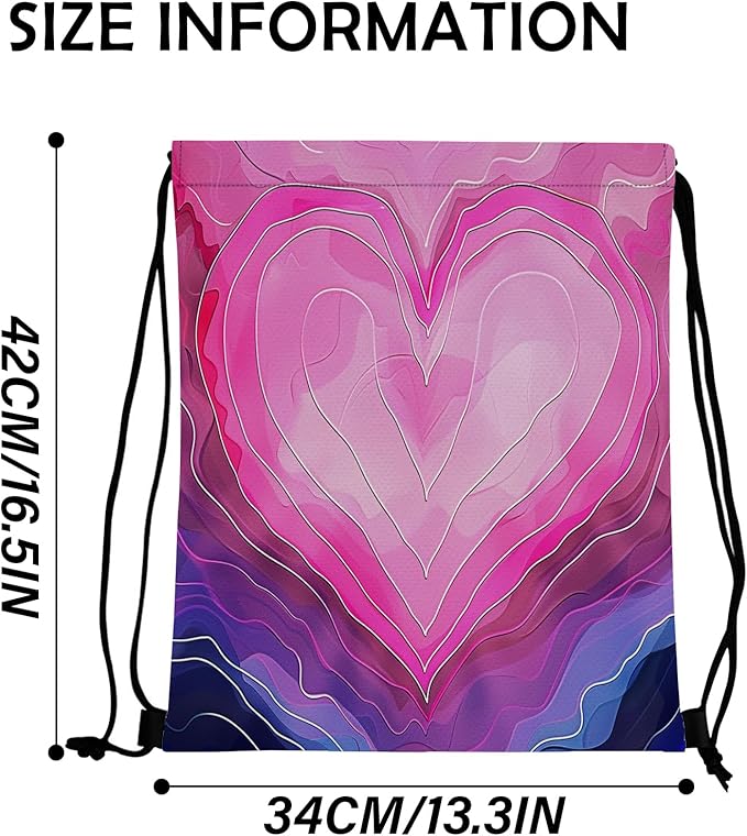 Drawstring Backpack Draw String Bag Waterproof for Sports Gym Beach Travel Cute Aesthetic Sackpack Men Women (13"×17")-Dark Pink