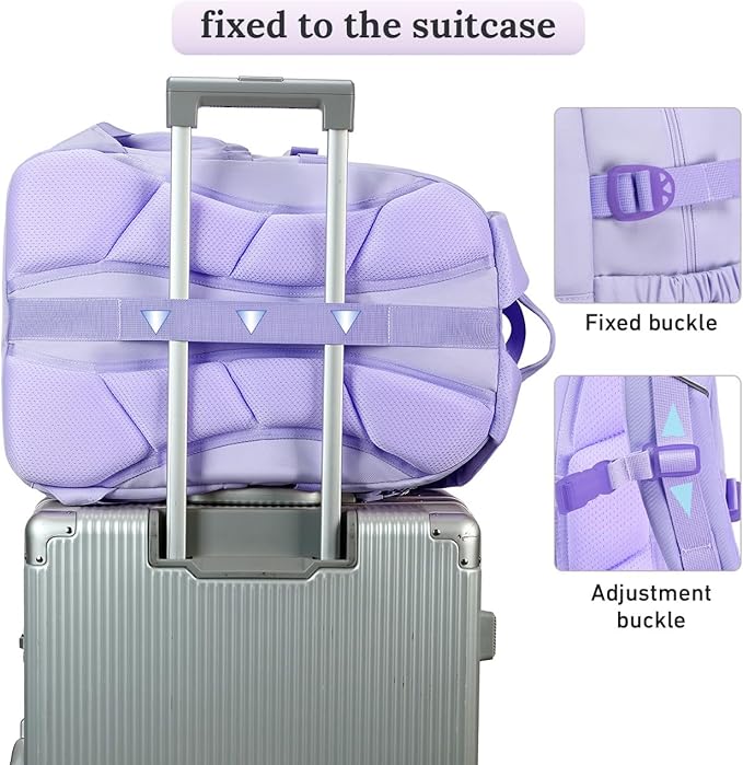 Cusangel Teen Girls Backpack for School, 18in Purple Travel Student Laptop Backpack For College Large Capacity Waterproof Daypack