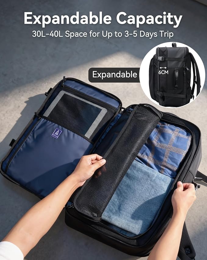 Arxus 40L Travel Backpack for Men Women, Business Laptop Bag Fits 16", TSA Approved Carry on Luggage, Expandable Rucksack