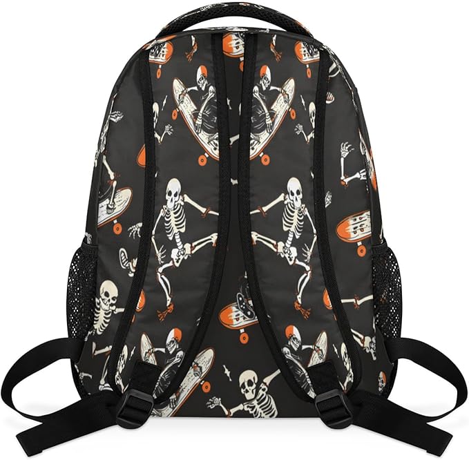 Pardick Halloween Skull Backpacks for Boys Girls Kids Funny Soprt Skuu Lightweight 16 Inch School Backpack Laptop College Bookbag Travel Casual Daypack Hiking Camping Computer Rucksack Medium