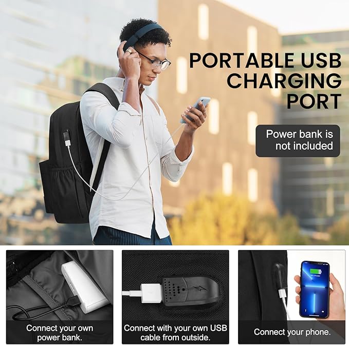 10 PCS Black Backpack for School Teens Boys Girls, Lightweight Casual Backpacks for Men and Women, Classic Basic Water Resistant Casual Daypack, 15.6 Inch Laptop Bookbag for College High School Work