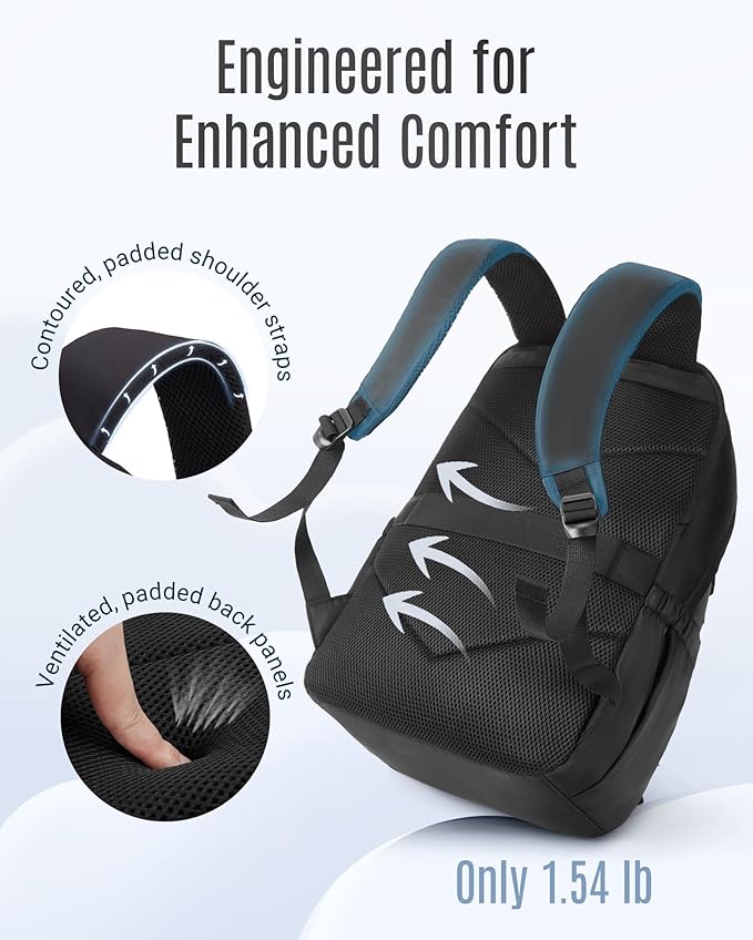 LIGHT FLIGHT Women's Laptop Backpack Fit for 15.6 Inch for Travel Work Business College, Large Capacity Stylish Bookbag with USB Port and Water-Resistant for Daily Use,Black