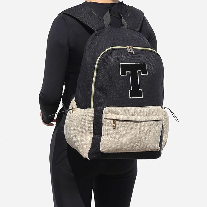 ESVAN Personalized Gifts Backpack Canvas Linen Nylon 17 inch Laptop Bag for Women Casual College