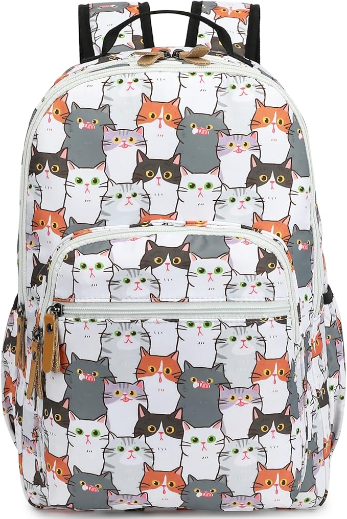 Leaper Cute Cat Printing Laptop Backpack Water-resistant College Backpack Bookbags Travel Bag Casual Bag Satchel Gary
