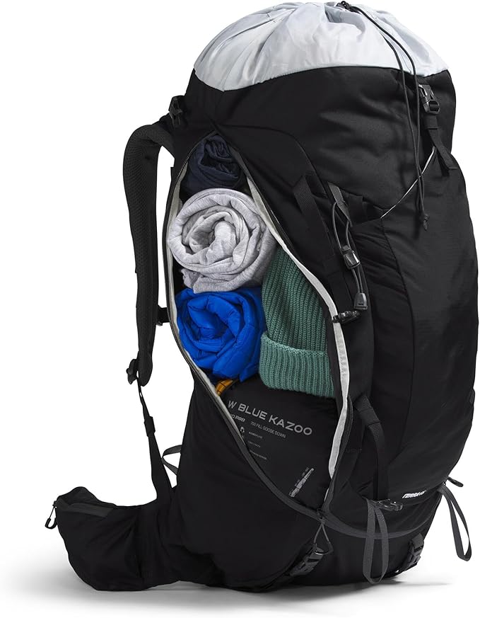 The North Face Terra 65 Backpack - Unisex Hiking Pack, Cinch-Top Opening with Zipper, Pole & Ice Axe Attachments, TNF Black/Asphalt Grey-NPF, Small/Medium