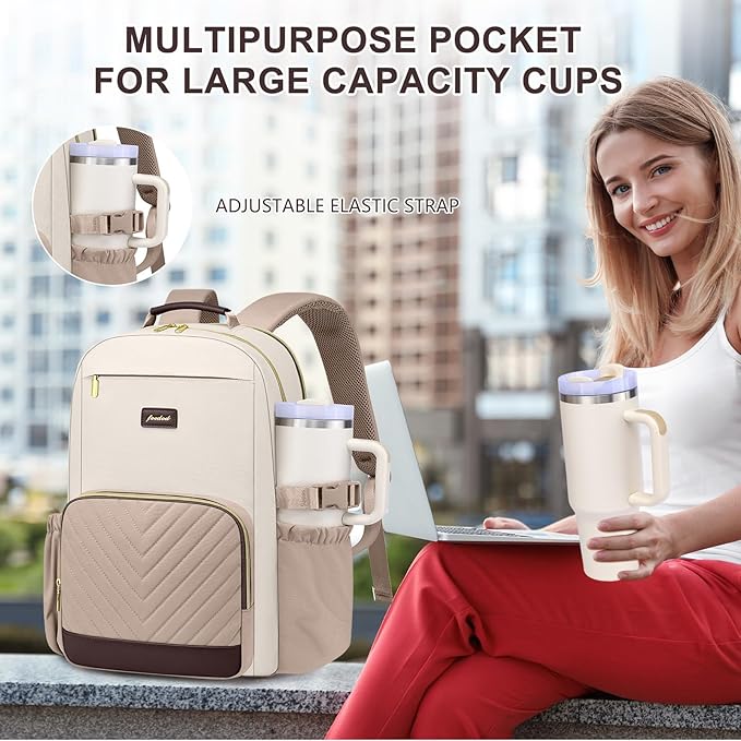 Laptop Backpack for Women Bookbag: 15.6 inch Work Backpacks with Pouch Pocket for Large Capacity Cup & USB Charger College Book Bag Travel Business Nurse Teacher Bookbags Anti-theft Back Pack