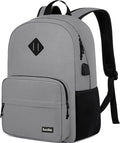Backpack for School Teens Boys Girls, Lightweight Casual Backpacks for Men and Women, Classic Basic Water Resistant Casual Daypack, 15.6 Inch Laptop Backpack Bookbag for College High School, Grey