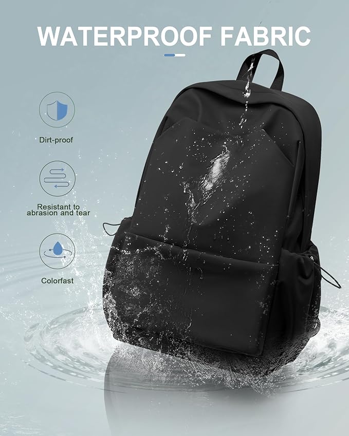 Backpack For Women Men School Aesthetic Lightweight College Backpack for Boys Girls Book Bag Casual Daypack Laptop Gym Backpacks Black-L