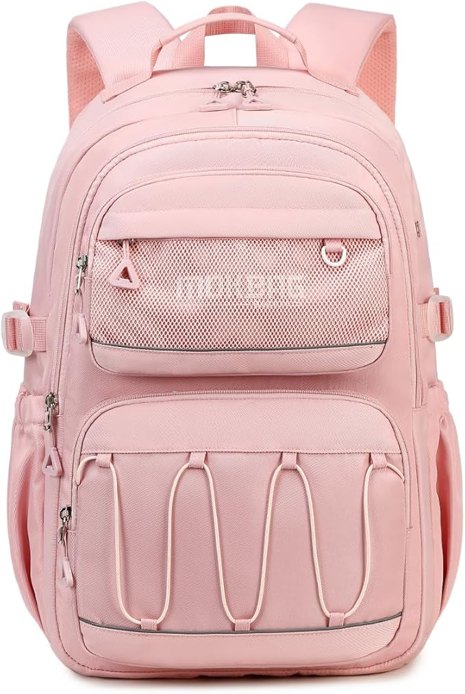 Cusangel Teen Girls Backpack for School,18in Student Laptop Pink Backpack For College,Travel Large Capacity Bookbag,Waterproof Daypack