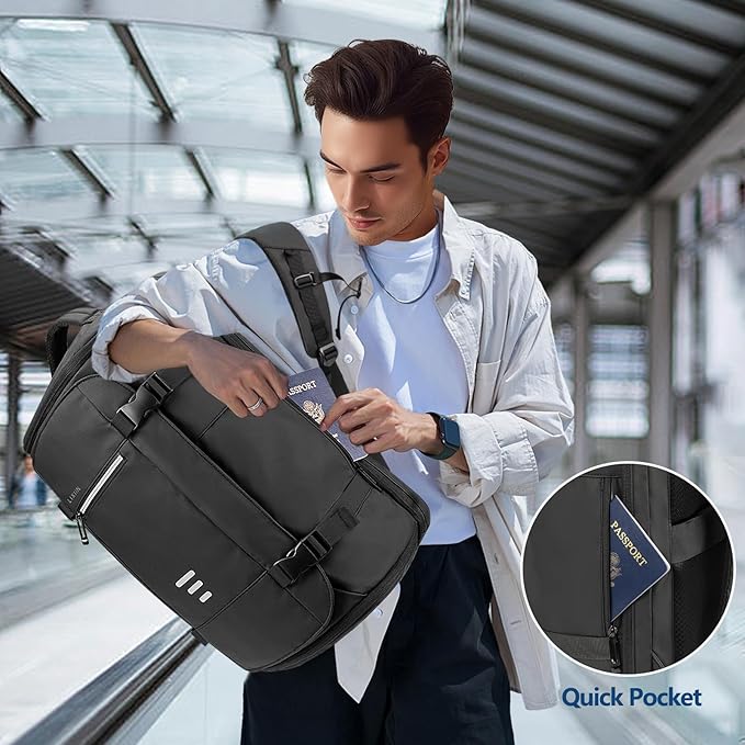 Travel Backpack for Men Women Large Lightweight Carry-on Laptop Backpack 30L Flight Approved Business Rucksack Water-Resistant Backpack Fits 17.3 inch Laptop for College Work Travel with a Small Bag