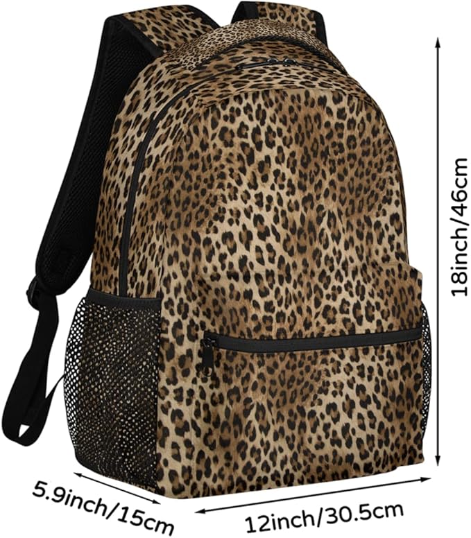 Pardick Leopard Cheetah Tiger Backpack for Kids Girls Boys Lightweight School College Students 18in Bookbag Large Capacity Computer Backpacks Laptop Rucksack Travel Gym Hiking Camping Daypack