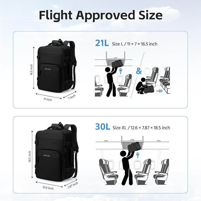 RealCool Travel Backpack for Women Men - Gift for Travelers, Students & Professionals, 17.3 Inch Laptop Carry On Backpack, TSA Flight Approved, College School Business Weekender Daypack -Black