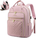 LOVEVOOK Laptop Backpack for Women, Water Resistant Travel Work Backpacks Purse Stylish Business Teacher Nurse Computer Bag with USB Charging Port,Pink