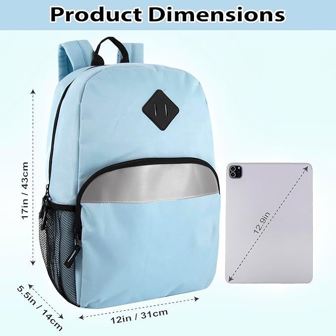 Trail maker Reflective School Backpack for Kids | Colorful Backpack with Adjustable Straps, Side Water Bottle Pockets (Blue)