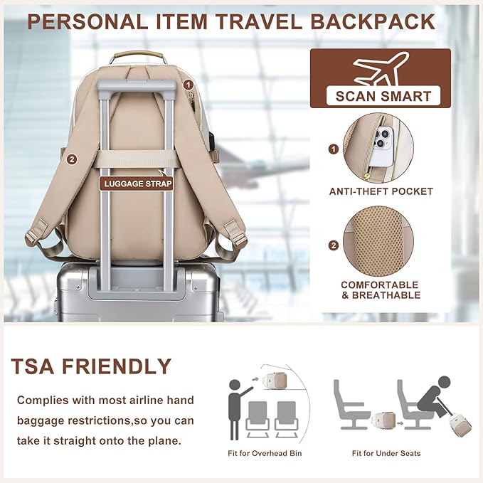 Laptop Backpack for Women Bookbag: 17 inch Work Backpacks with Pouch Pocket for Large Capacity Cup & USB Charger College Book Bag Travel Business Nurse Teacher Bookbags Anti-theft Back Pack