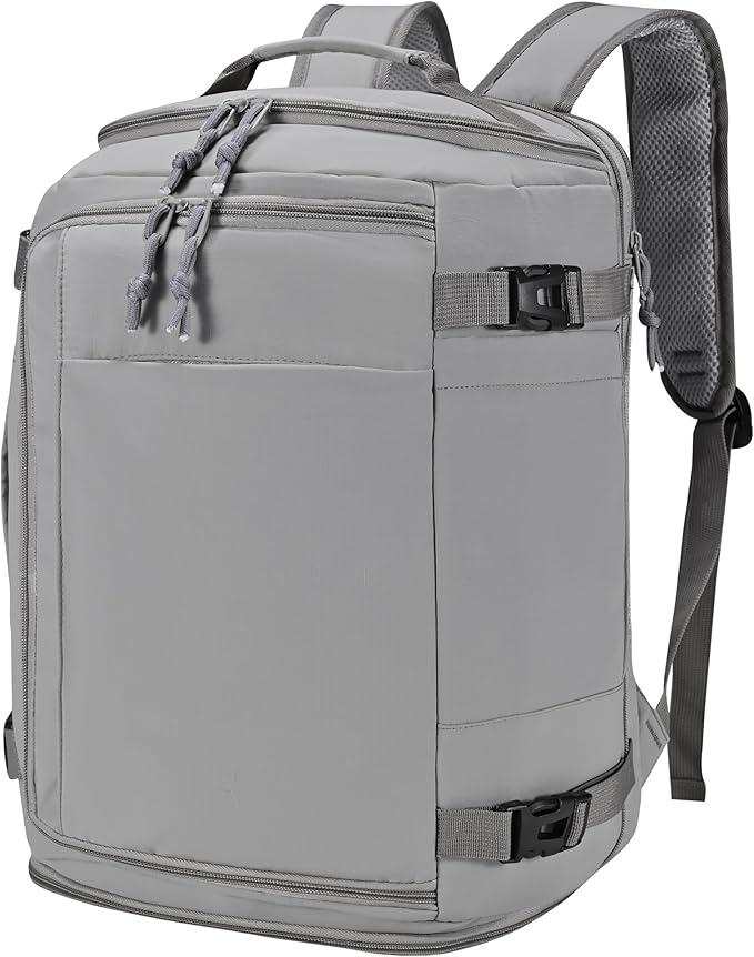 40x30x20 cm Travel Bag Personal Item Ryanair Approved Backpack Expandable to 40x30x25cm Carry On Underseat with USB Charging Port for Men Women, Grey