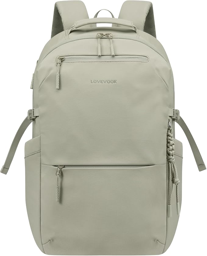 LOVEVOOK Laptop Backpack for Women Men with Giant Tumbler Holder - 15.6Inch Work Computer Travel Backpack with Laptop Compartment, Water Resistant, Cute Commuter College Teacher Nurse Purse Bag, Green