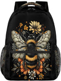 Pardick Animal Bee Flower Backpack for Kids Girls Boys Lightweight School College Students 18in Bookbag Large Capacity Computer Backpacks Laptop Rucksack Travel Gym Hiking Camping Daypack