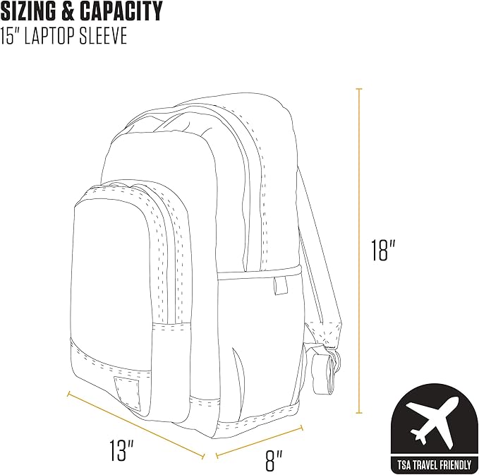 Carhartt 25L Classic Laptop Backpack, Durable Water-Resistant Pack W/ 15" Laptop Sleeve and Multiple Organizational Compartments, PFAS Free, Carhartt Brown
