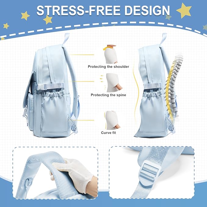 Lightweight Waterproof Backpack for Women Men Large Capacity College School Bag with Luggage Straps Multiple Pockets Durable High School Bookbag, Casual Daypacks for Students Girls Boys(Blue)