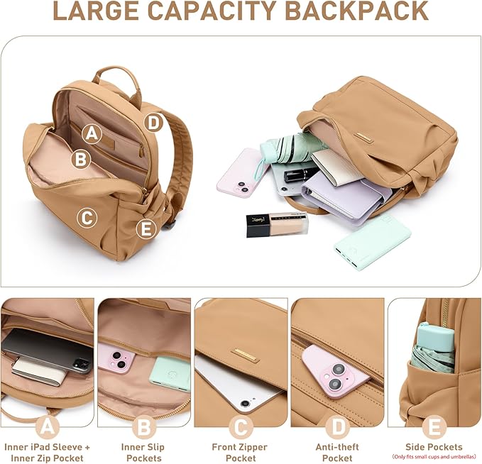 Mini Backpack for Women Small Backpack Purse Cute Stylish Lightweight Daypack for College Work Travel Party,12.9Inch,Earthen Brown