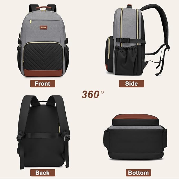 Laptop Backpack for Women Bookbag: 15.6 inch Work Backpacks with Pouch Pocket for Large Capacity Cup & USB Charger College Book Bag Travel Business Nurse Teacher Bookbags Anti-theft Back Pack