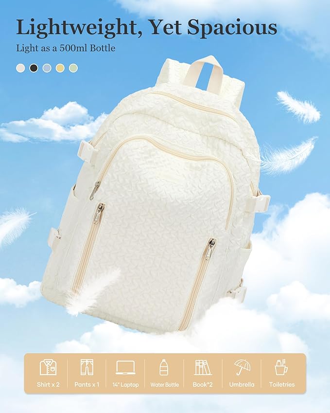 weradar Lightweight Middle School Bag For Teens Girls,Kawaii Backpack For College Students,Aesthetic Bookbag For Women,Cute School Backpack For Women Casual Daypack(Beige)