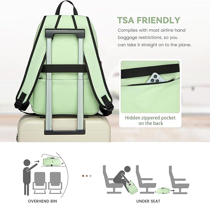 Classic Casual Backpack, Lightweight Daypack with 10 Pockets, Laptop Compartment, EVA Foam Pad (Yellowish green)