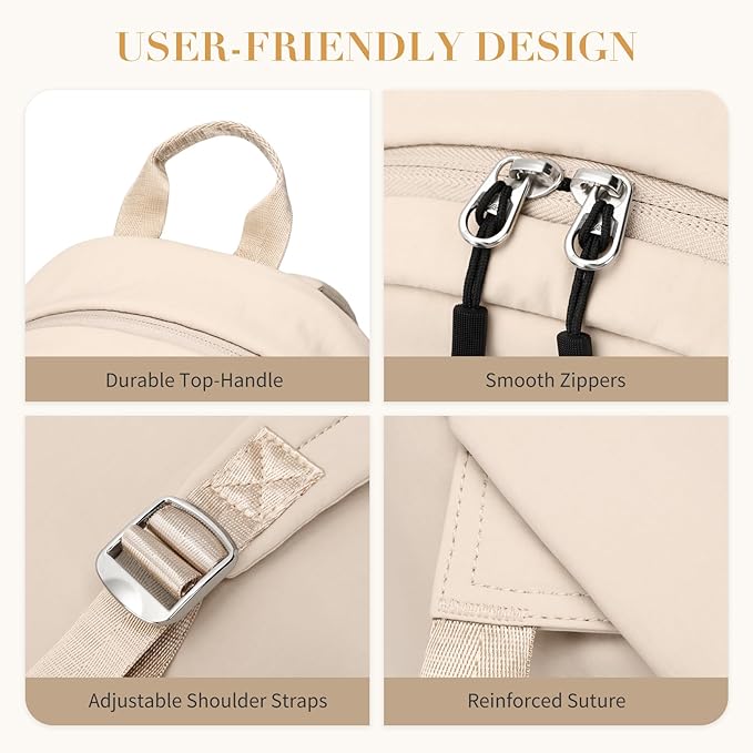 Mini Backpack for Women Fashion Small Backpack Purse Lightweight Daypack for Work Trave Daily,Apricot