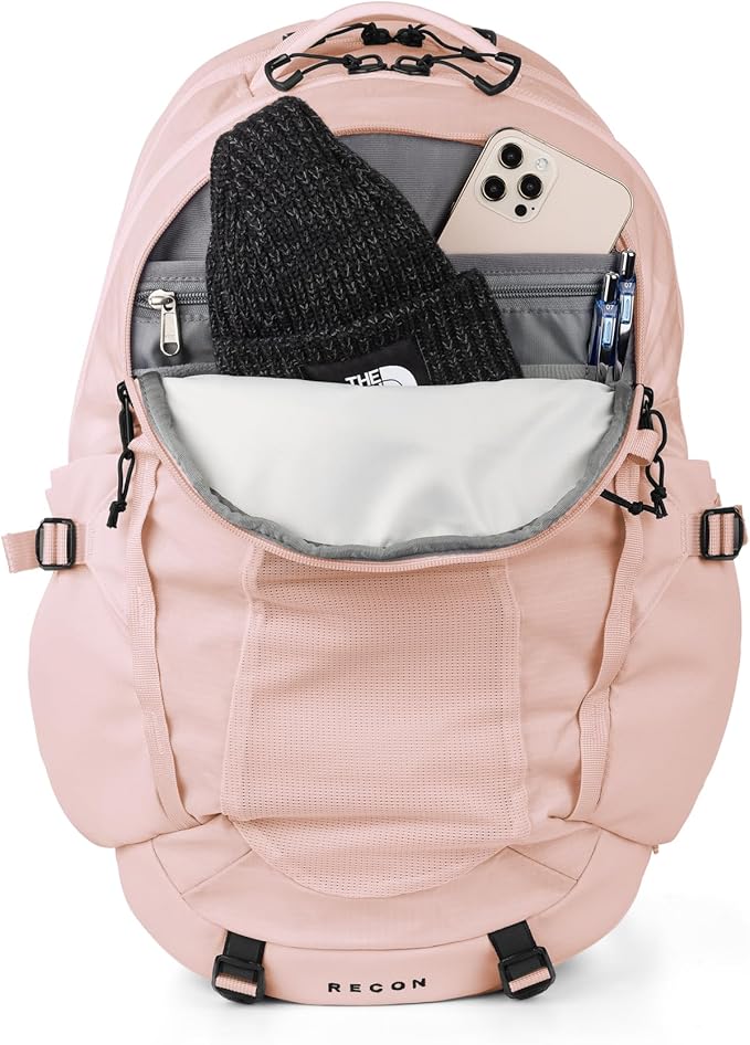 The North Face Women's Recon Everyday Laptop Backpack - PFAS Free, Pink Salt/TNF Black, One Size